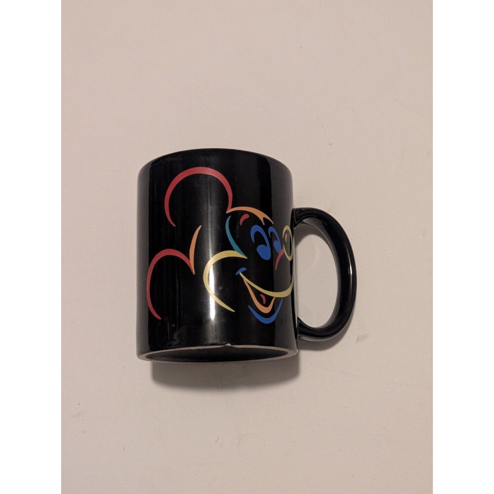 Mickey Mouse Disney Black 12 Oz Coffee Mug Tea Cup‎ Rainbow